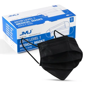 ASTM Level 1 Disposable Face Mask Medical Surgical 3 Ply Ear loop Black Masks - Picture 1 of 13
