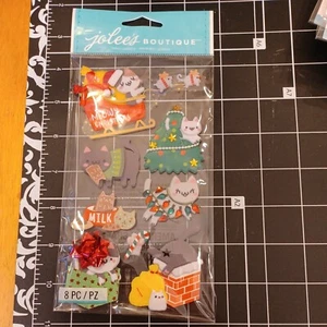 SCRAPBOOK STICKERS Christmas Meow Cat Kitten vet shelter milk cookies tree gift - Picture 1 of 2