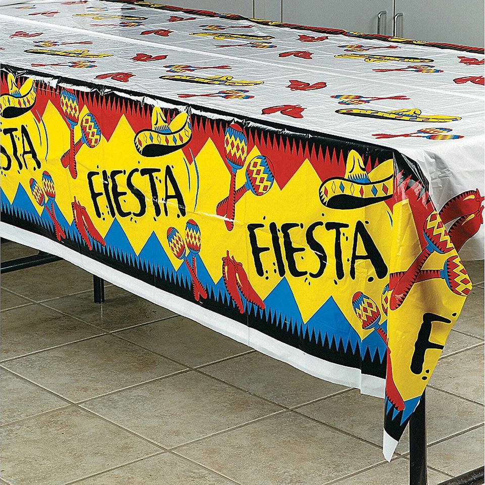 Mexican Fiesta Sombrero Maracas Birthday Party Supplies Tablecloth Table Cover - image 1 of 1