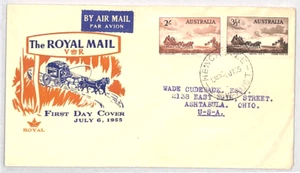 AUSTRALIA QEII 1955 FDC NSW ILLUSTRATED First Day Cover Air Mail 2s 3½d YN198 - Picture 1 of 10