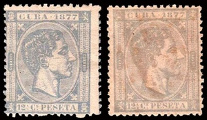Cuba Esp. - Edi * 40 + 40b - 1877 - Alfonso XII - 12 1/2 cts. - Gris y azul - Picture 1 of 1