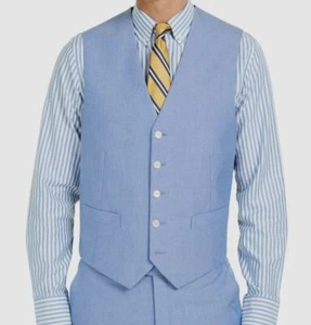 $100 Tommy Hilfiger Men's Fit Blue 5 Button Formal Suit Vest Waistcoat Size S - Picture 1 of 1