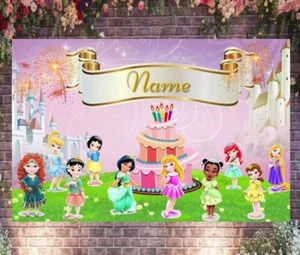 BABY PRINCESSES Backdrop Personalized Baby Shower Birthday add Name #701 - Picture 1 of 10