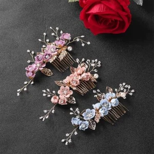 kristall - krone braut - clips haare kämmen blume haar pin blätter diadem - Bild 1 von 18