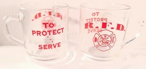 Set Of 2 Clear Glass R.F.D. Rapids (NY) Fire Department Mugs 8 oz. by Luminarc - Picture 1 of 11