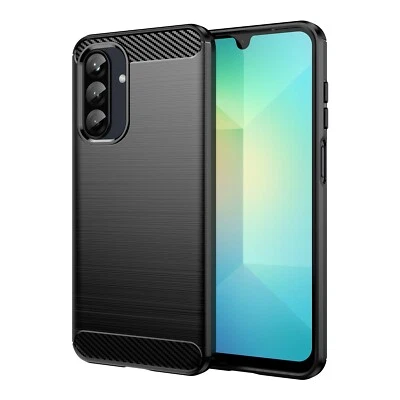 WIGENTO Für Samsung Galaxy A26 5G Carbon Brushed Design Textur TPU Handy Hülle Schwarz