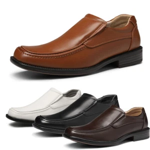 Men's Square Toe Oxfords Shoes Classic Dress Shoes Slip On Casual Shoes Loafers - Picture 1 of 23