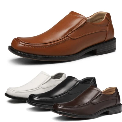 Zapatos Oxford de punta cuadrada para hombre Zapatos de vestir clásicos Zapatos sin cordones Informales Mocasines Foto 1 de 4