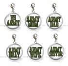 US Army Glass Top 20mm Clip On Charm Pendant Army Mom Dad Brat Wife Sister Pick