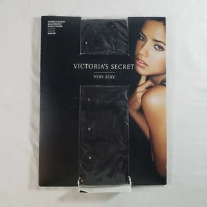 Victoria's Secret Very Sexy Pantyhose sz B Black Embellished Backseam - Picture 1 of 4