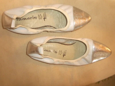 BAILARINA TAMARIS PLANOS CREMA Y PLATA TALLA 37 Foto 1 de 4