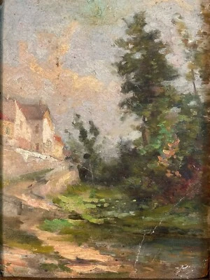 Belle peinture huile Sur panneau Carton  impressionniste Impressionniste 1900 - Photo 1/4