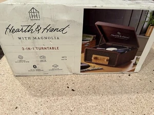 Vintage Style 3-in-1 Vinyl Record Player Wood Grain Finish - Hearth & Hand with - Picture 1 of 1