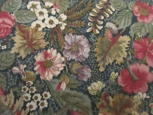 Cotton Fabric Vtg Concord Joan Kessler multi color floral Green 1yd 22" x 44 - Picture 1 of 6