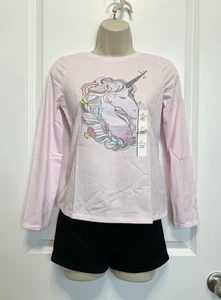 Girl’s Unicorn Print Light Pink Long Sleeve T-Shirt Size L (10/12) - Cat & Jack - Picture 1 of 5
