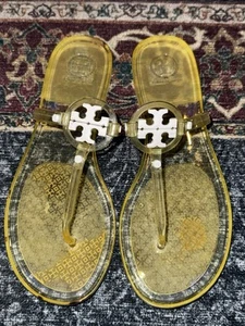 Tory Burch Mini Miller Jelly Thong Sandal Clear Size 8 Yellow - Picture 1 of 4