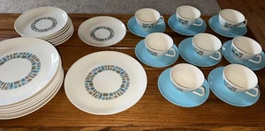 MCM Canonsburg Temporama Dura Gloss Atomic Starburst Dishes Service For 8, 32 Pc - Picture 1 of 6