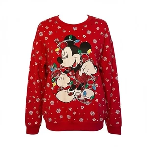 Disney Weihnachten Mickey Mouse Leucht Sweatshirt Damen XL (15-17) *LESEN* - Bild 1 von 11