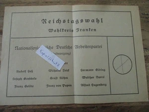 Stimmzettel Wahlzettel Reichstag 1933 oder 1934 - Wahlkreis Franken - Bild 1 von 2