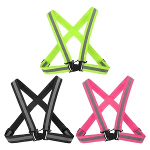 3 Pack Adjustable Reflective Running Vest Gear, Green/Black/Pink - Picture 1 of 7
