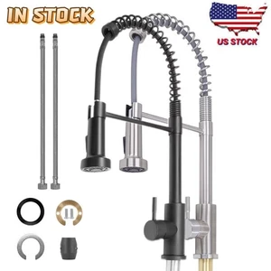 US Brushed Kitchen Sink Faucet Spring Pull-down Faucet Deck Installation Faucet - Picture 1 of 19