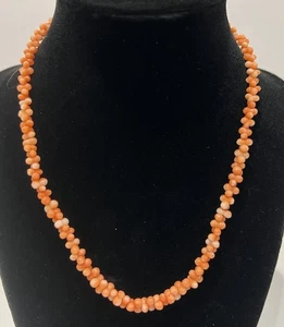 Natural Angel Skin Coral Necklace Vintage Genuine 16” 16.2g - Picture 1 of 5