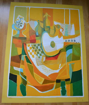 Litografía en relieve Marcel Mouly "GRANDE GUITARE BLANCHE" S/N con certificado de autenticidad!! Foto 1 de 4