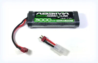 ABSIMA GREENHORN NIMH AKKU 7,2V 3000mAh MIT TAMIYA & T STECKER FÜR TAMIYA HSP - Bild 1 von 2