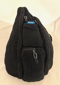 KAVU Mini Rope Fuzz Bag Sling Crossbody Backpack Travel Purse - Black - Picture 1 of 5