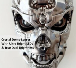 Terminator Skull Harley Chopper Motorcycle Brake & Turn Light (Polished Nickel) - Bild 1 von 5
