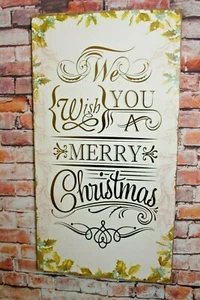 Letrero de pared Ashland "Te deseamos una feliz Navidad" madera envejecida con letras doradas - Imagen 1 de 5