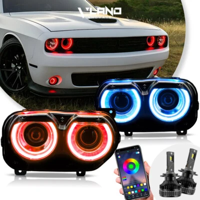 VLAND For 2015-23 Dodge Challenger RGB Headlights Color Change DRL+LED Bulb Kits - Image 1 of 4