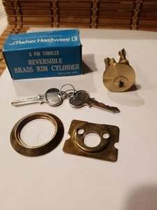S.Parker Hardware Cerradura de Cilindro 2 Llaves 5 Pines Llanta de Latón Reversible De Colección Nuevo - Imagen 1 de 12