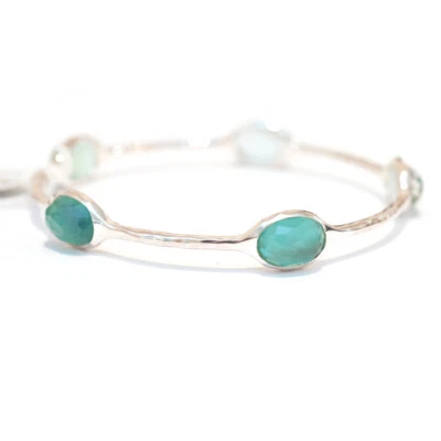  IPPOLITA New Wonderland Silver 5 Stone Bangle Bracelet in Denim Blue/Green - Image 1 of 4