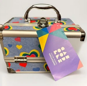 Caboodles Women Love Me Train Case, Hearts Denim W/mirror/ Keys Makeup Organizer - Picture 1 of 6