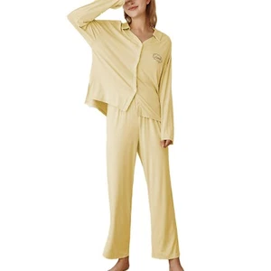 RH Pajamas Women Long Sleeve PJ Set Collar Button-Down Sweat Sleepwear RHW4025 - Picture 1 of 12