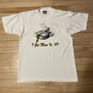 Vintage Graphic Tee Shirt Large Adult White Single Stitch Made In USA - Picture 1 of 9
