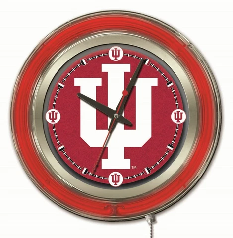 Indiana University Clock w/ Double Neon Ring Cover