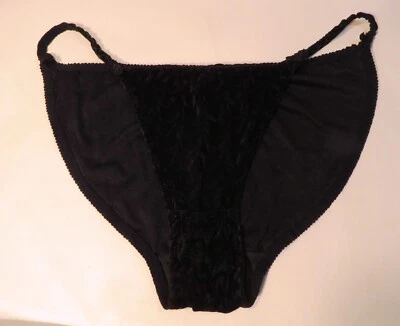 ¿Cacique vintage? Bragas de bikini de terciopelo aplastado negras con tanga ropa interior talla M mediana 6 Foto 1 de 4