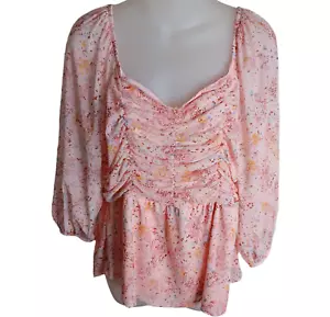 Top floreale da donna Maurices grande maglia arricciata Sweetheart collo foderato allungato nuovo con etichette - Foto 1 di 5