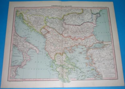 1907 ORIGINAL MAP ROMANIA BULGARIA SERBIA GREECE BOSNIA ALBANIA TURKEY CROATIA - Image 1 of 4