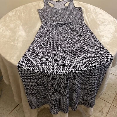 Banana Republic Womens Black White Scoop Neck Waist Synch Maxi Dress Size Medium - Image 1 of 4
