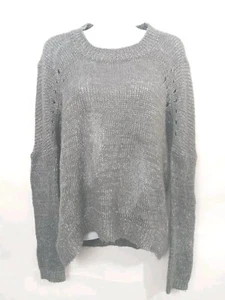 BCBG Maxazaria Damen Pullover grau Gr. S leichter Strick Mesh Wollmix - Bild 1 von 9