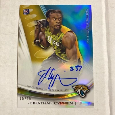 2012 Topps Platinum Gold Green Jonathan Cyprien ROOKIE Auto 15/15 AB - Image 1 of 2