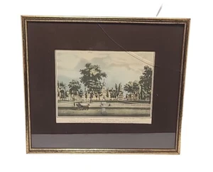 Vintage 1836 Princeton University Campus bunter Druck gerahmt 15" x 17" - Bild 1 von 24