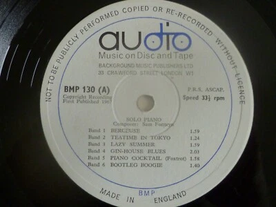 AUDIO BMP 130 BACKGROUND MUSIC RARE 10" UK LIBRARY VINYL LP RECORD SOUND EFFECTS - Image 1 of 3