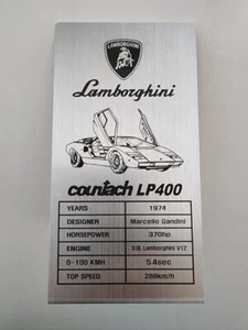 Placa de identificación de metal Lamborghini Countach LP400 para 1/12 1/8 - Imagen 1 de 3
