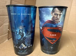 (2x) Cinemark DC Comics Batman vs Superman + Aquaman movie souvenir plastic CUP - Picture 1 of 9