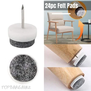 Almohadillas de fieltro para muebles protectores de piso clavos 24 piezas antideslizante mesa silla tapa para patas - Imagen 1 de 7