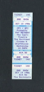 Pat Metheny 1986 Unused Full Concert Ticket, Atlanta, Buckhead, Georgia - Picture 1 of 1